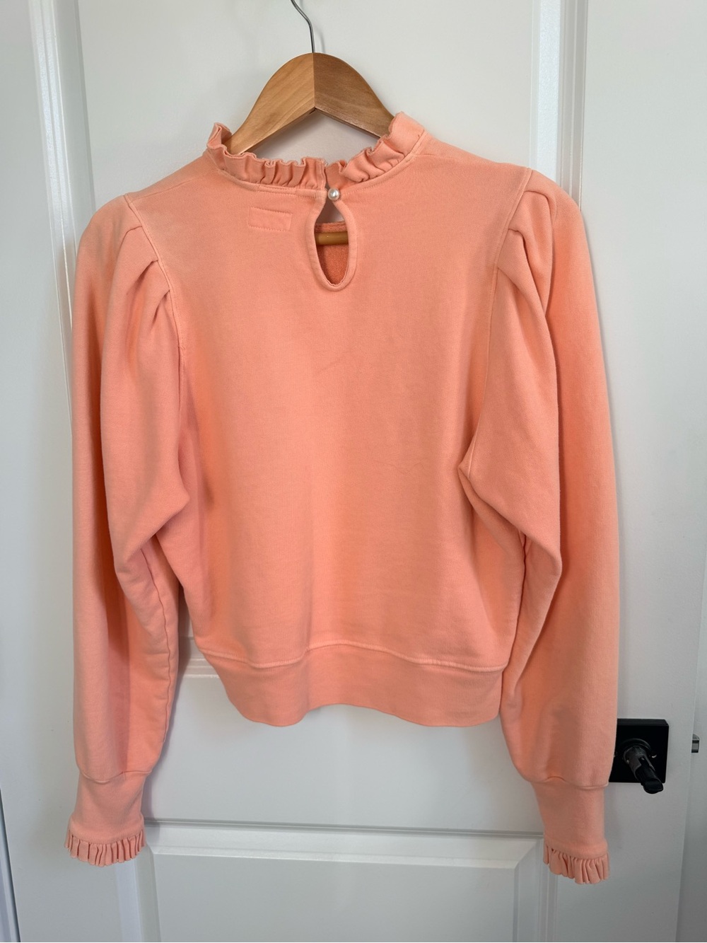 MOTHER Peach Ruffle-Neck Pullover Sweatshirt - Picture 2 of 3